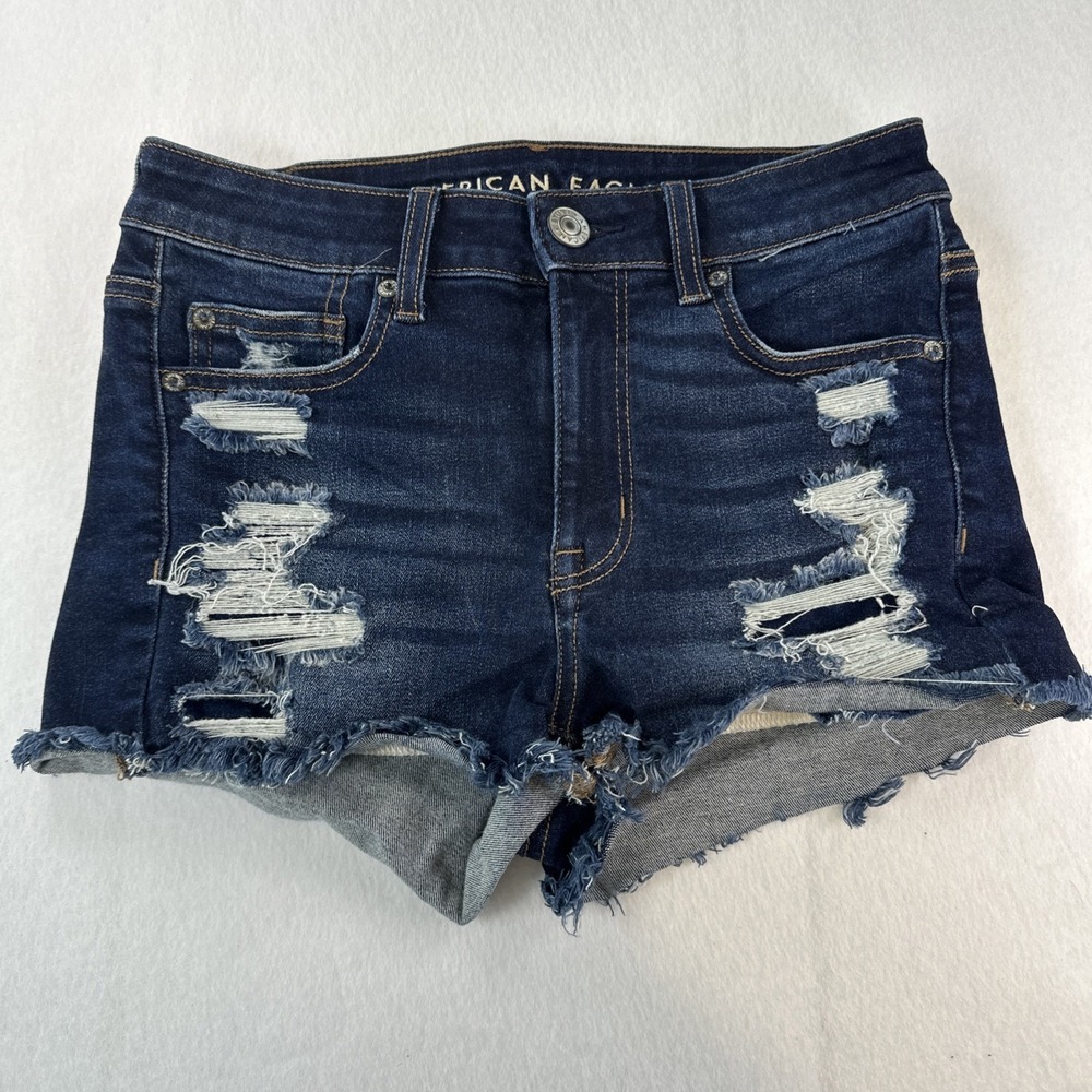 American Eagle Next Level Stretch Hi-Rise Shortie Women's Size 2 Distressed‎